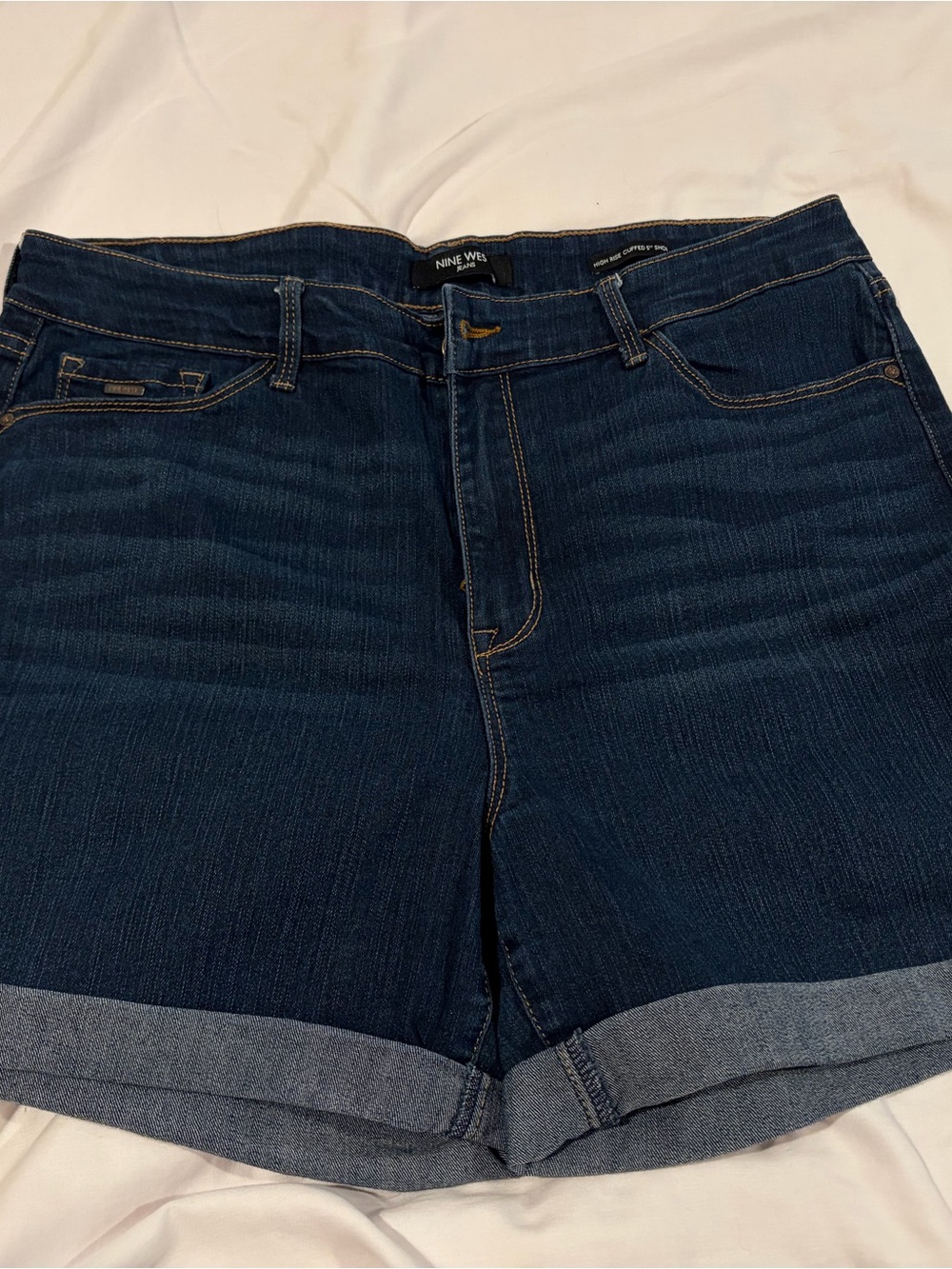Nine West Dark Indigo Rolled Hem Denim Shorts